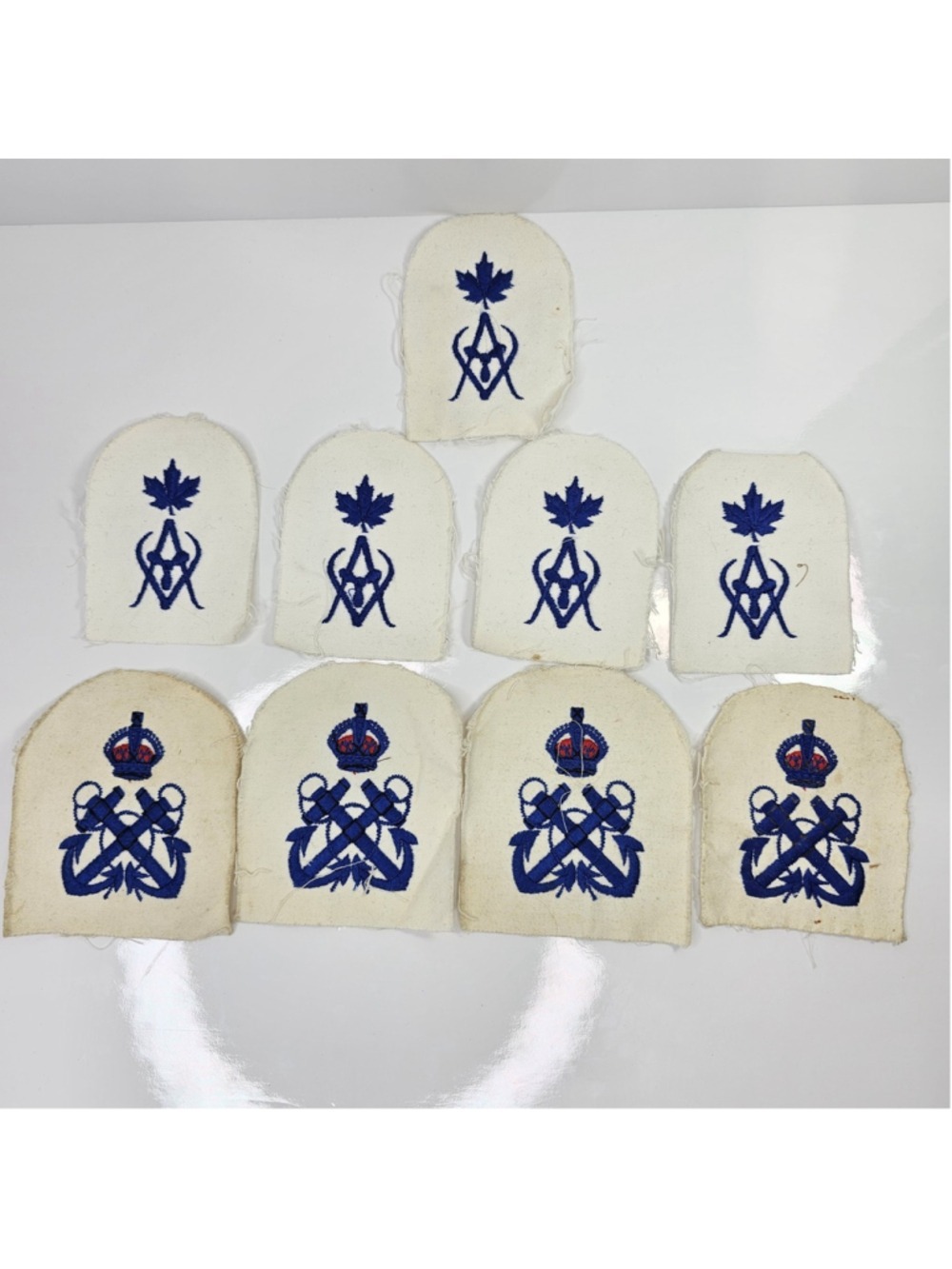 Lot of 9 Vintage Post-WWII Royal Canadian Navy (RCN) Summer Uniform Trade Badges